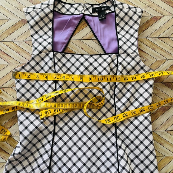 White House Black Market Black and White Plaid Back Cut Out Corset Tank Top - Picture 7 of 10